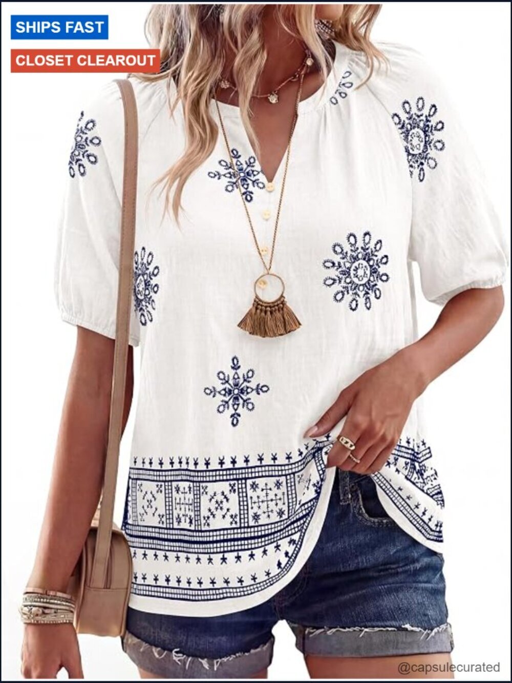 Boho V Neck Short Sleeve Blouse Floral Print Tie Front Casual Top